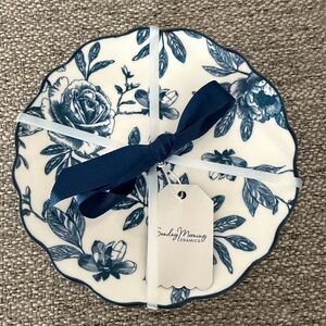 Sunday Morning Ceramics Blue Floral Appetizer Plates
